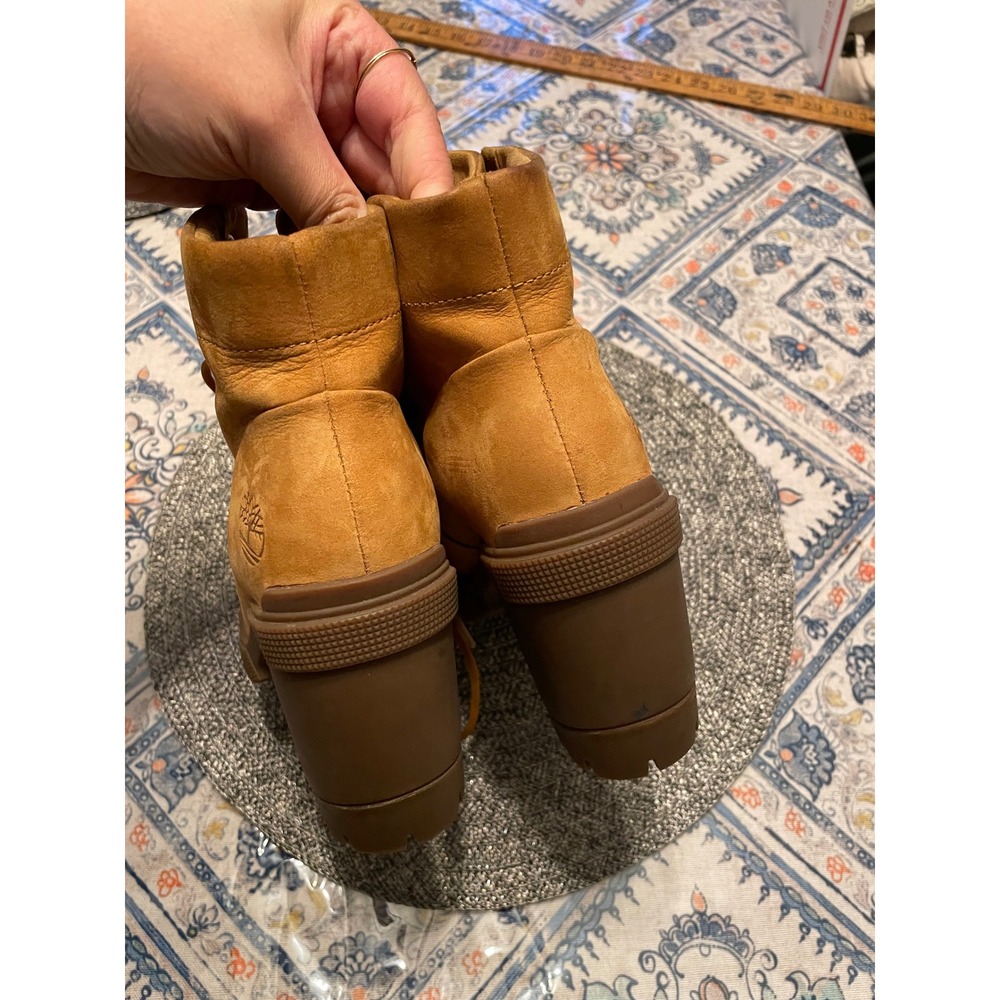 Timberland Allington Heights Wheat Nubuck Leather Heeled Boots A2MQS Womens 8.5 - Picture 3 of 7